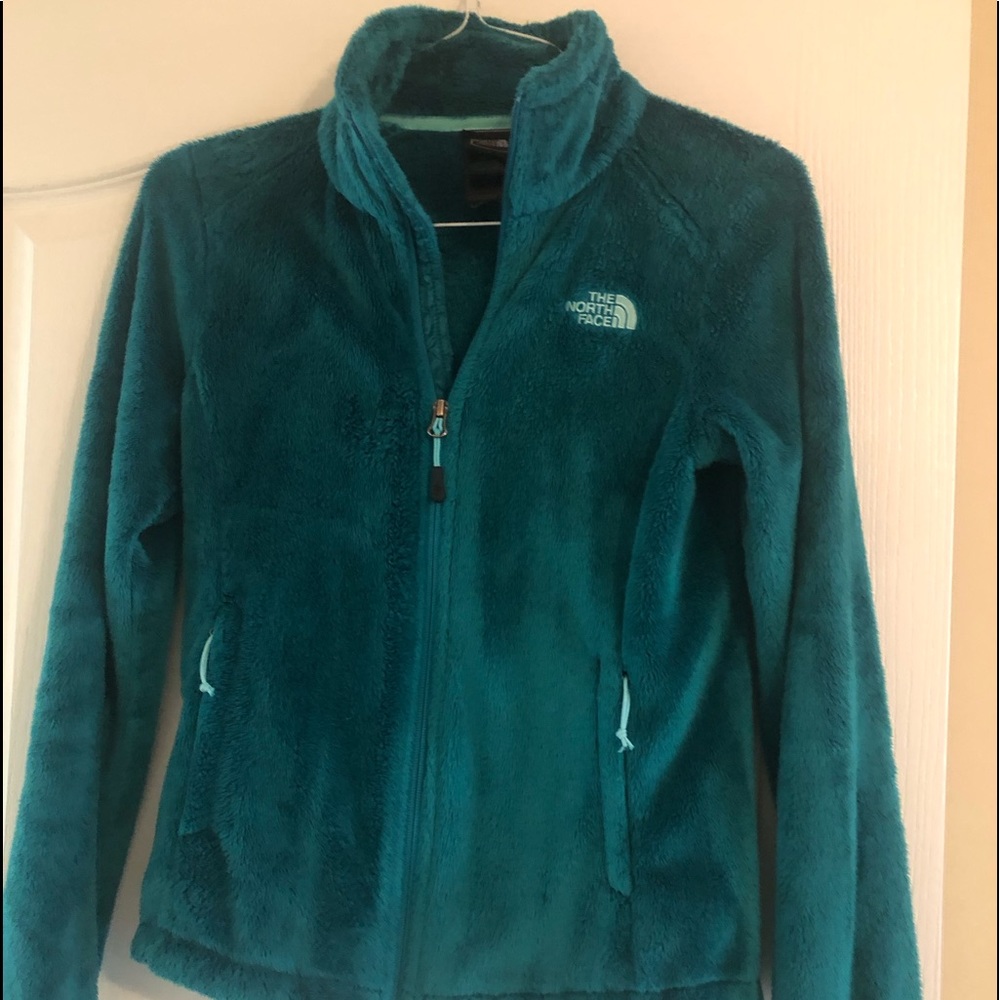 The North face women’s x-small fleece ; beautiful teal color…. Like new!